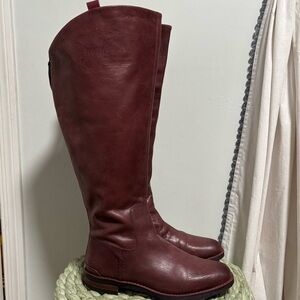 FRANCO SARTO Meyer Red Leather Over The Knee Flat Boho Riding Boot